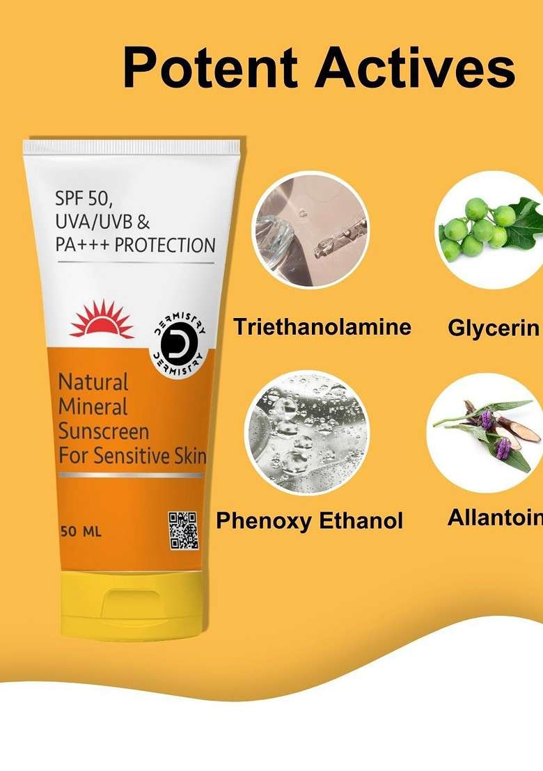 Dermistry Set Of 2 Hydra Nourishing Natural Mineral Spf50 Sunscreen 50Ml Each - Indya