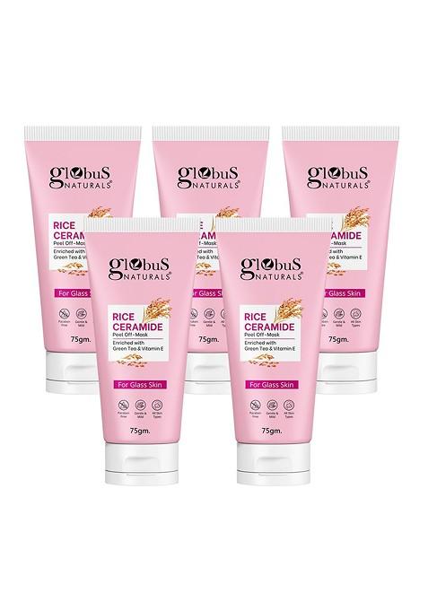 Globus Naturals Rice Ceramide Set Of 5 Peel Off Mask With Vitamin E 75G Each