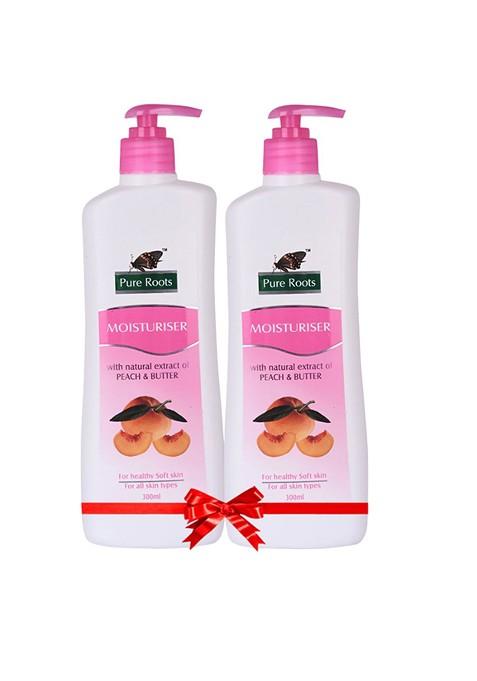 Pure Roots Set Of 2 Moisturiser Lotion With Peach Oil Butter 300Ml Each