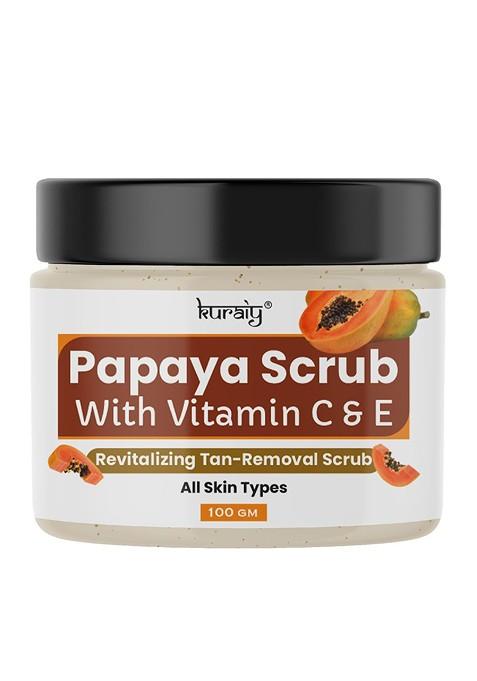 Kuraiy Papaya With Vitamin C E Revitalizing And Tan Removal Face Scrub 100G