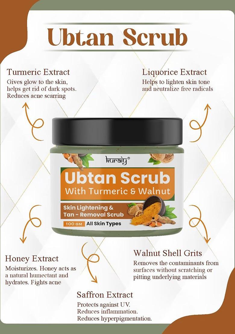 Kuraiy Ubtan Skin Brightening Tan Removal Face Scrub With Walnut Turmeric 100G
