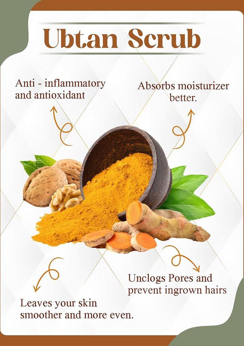 Kuraiy Ubtan Skin Brightening Tan Removal Face Scrub With Walnut Turmeric 100G