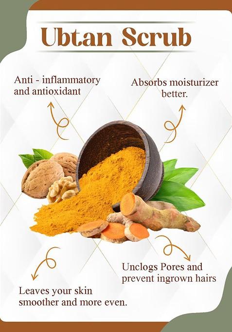 Kuraiy Ubtan Skin Brightening Tan Removal Face Scrub With Walnut Turmeric 100G