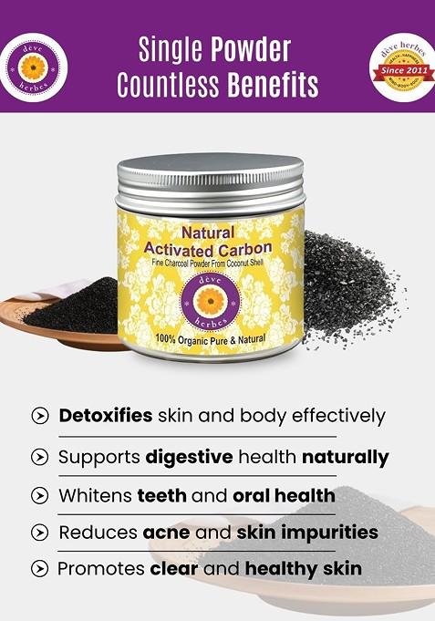 Deve Herbes Pure Activated Carbon Fine Charcoal Powder For Hydrating Skin 100G