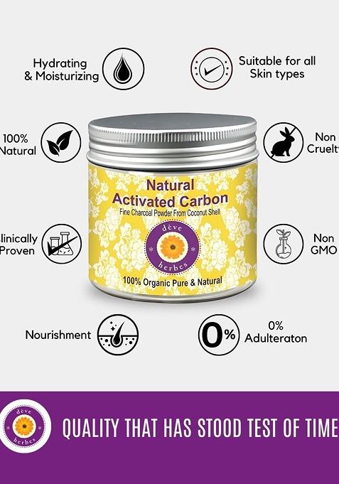Deve Herbes Pure Activated Carbon Fine Charcoal Powder For Hydrating Skin 100G