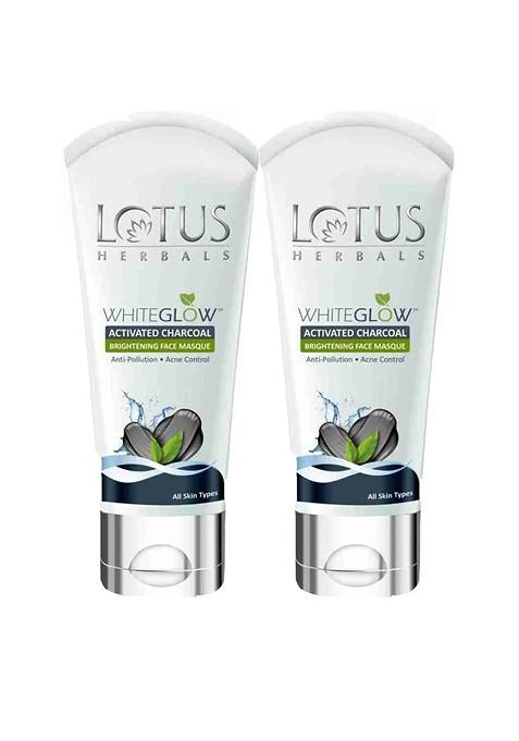 Lotus Herbals Set Of 2 Whiteglow Activated Charcoal Brightening Face Masque 100G Each
