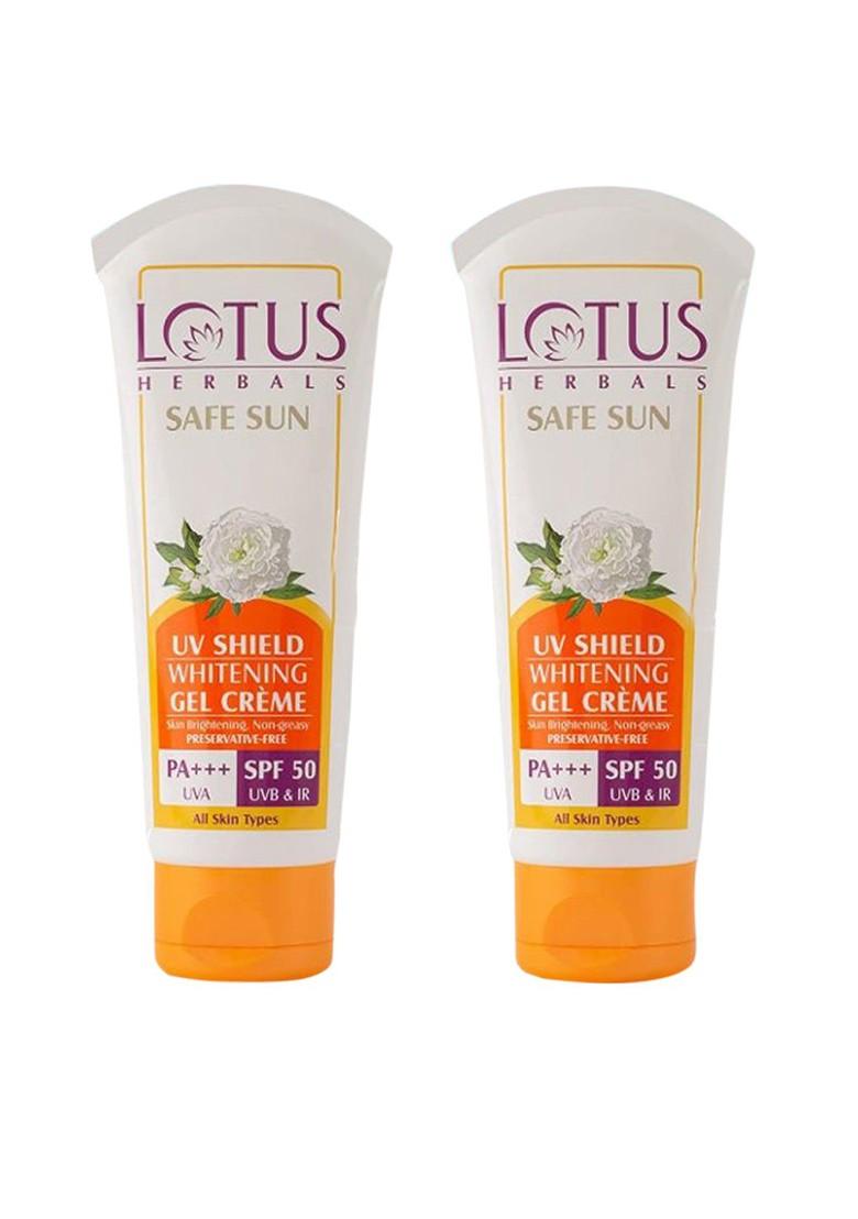 Lotus Herbals Safe Sun Set Of 2 Uv Shield Whitening Spf 50 Gel Sunscreen 50G Each
