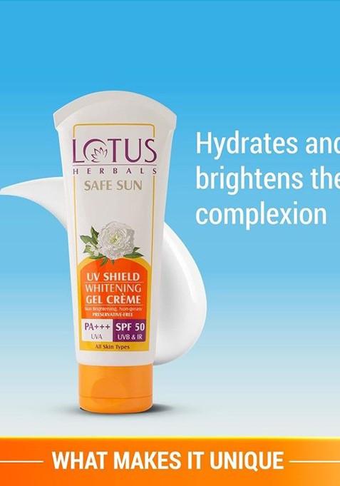 Lotus Herbals Safe Sun Set Of 2 Uv Shield Whitening Spf 50 Gel Sunscreen 50G Each