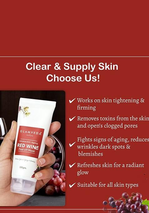 Glamveda Red Wine Advance Anti Ageing Peel Off Mask 100G