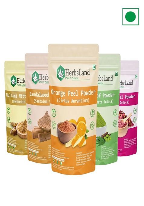 Herbsland Set Of 5 Face Pack Powder 50 G Each