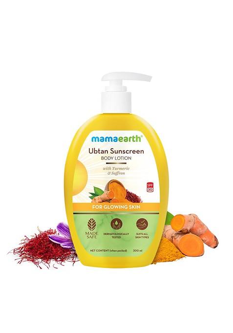 Mamaearth Ubtan Sunscreen Spf 30 Body Lotion With Turmeric Saffron 300 Ml