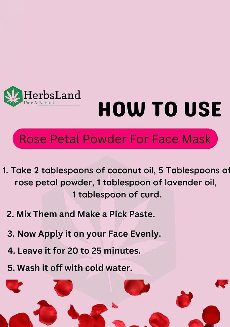 Herbsland Rose Petal Powder Natural Face Mask Exfoliator 100 G