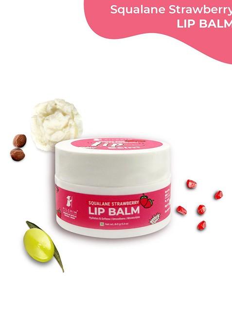 Pilgrim Squalane Strawberry Lip Balm With Shea Cocoa Butter For Dry Chapped Lips 8G