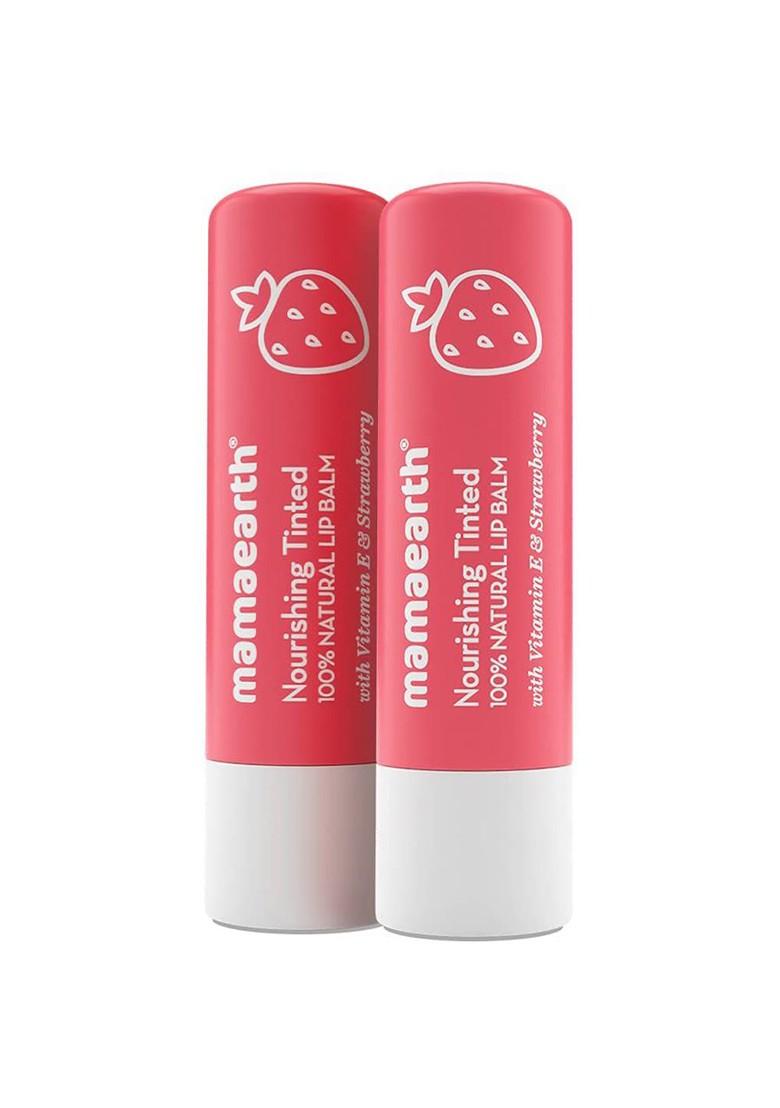 Mamaearth Set Of 2 Nourishing Tinted 100 Natural Lip Balm With Vitamin E 4 G Each