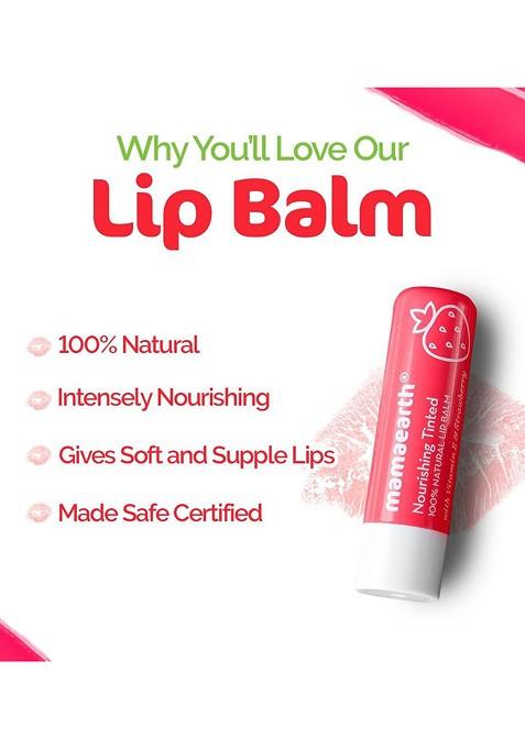 Mamaearth Set Of 2 Nourishing Tinted 100 Natural Lip Balm With Vitamin E 4 G Each