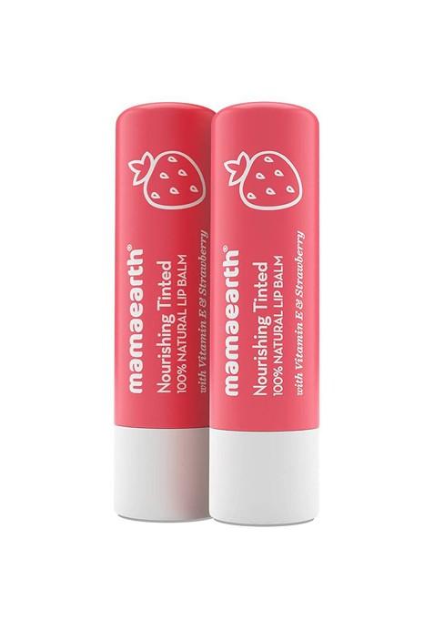 Mamaearth Set Of 2 Nourishing Tinted 100 Natural Lip Balm With Vitamin E 4 G Each