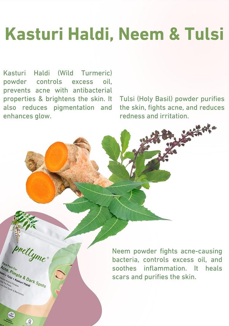 Prettyme Natural Face Pack Powder With Neem Tulsi For Acne Pimple Prone Skin 80 G