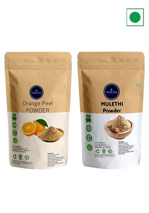 Vedicine Set Of 2 Orange Peel Mulethi Powder Face Pack 100G Each