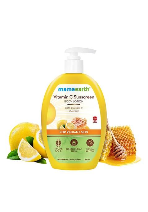 Mamaearth Vitamin C Spf 30 Sunscreen Body Lotion With Honey Carrot Seed 300 Ml
