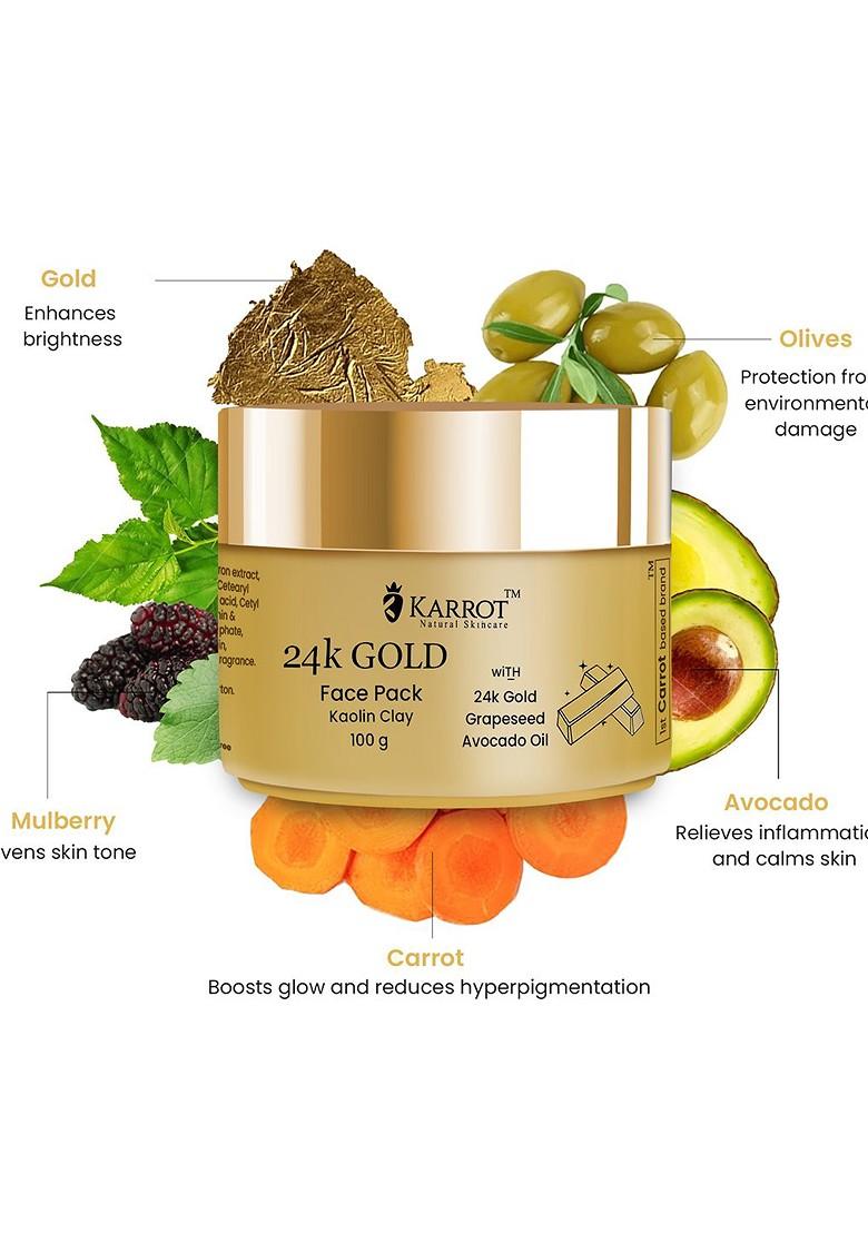 Karrot Natural Skincare 24K Gold Face Pack For Glow Skin Brightening 100G