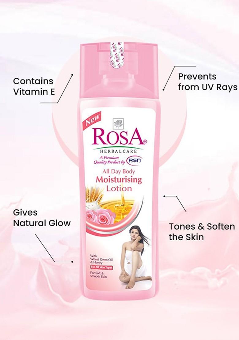 Rosa All Day Body Moisturising Lotion With Rose Honey Aloevera For Soften Skin 1000Ml