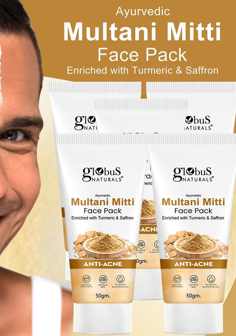 Globus Naturals Set Of 5 Anti Acne Multani Mitti Face Pack 50G Each
