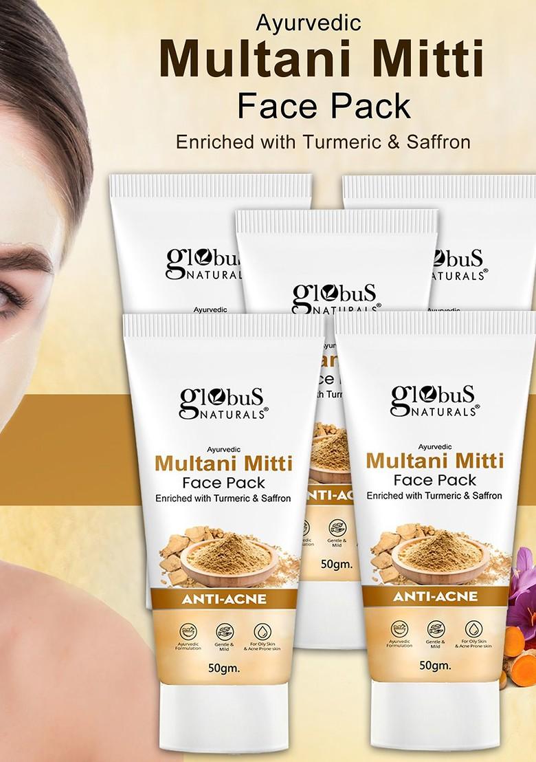 Globus Naturals Set Of 5 Anti Acne Multani Mitti Face Pack 50G Each