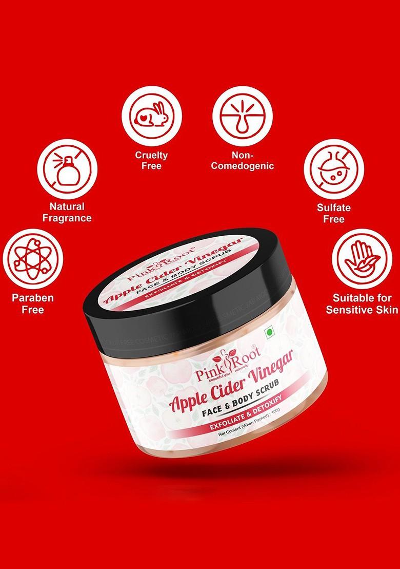 Pink Root Apple Cider Vinegar Face Body Scrub For Exfoliating Detoxifying 100G