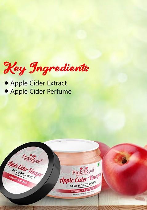 Pink Root Apple Cider Vinegar Face Body Scrub For Exfoliating Detoxifying 100G