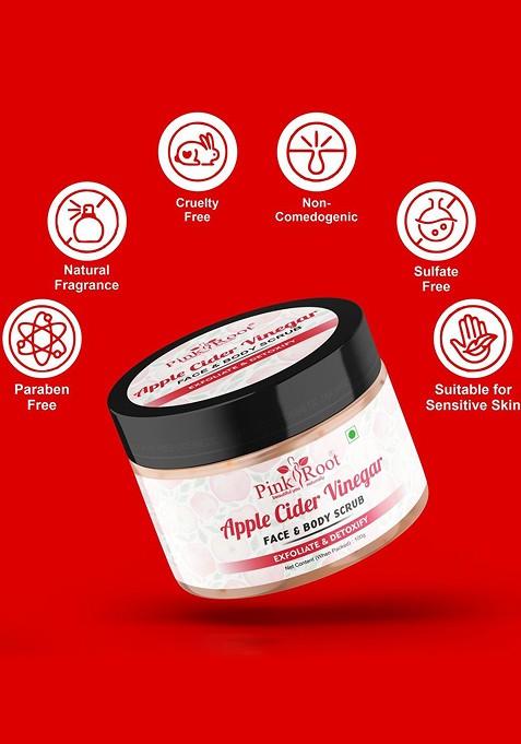 Pink Root Apple Cider Vinegar Face Body Scrub For Exfoliating Detoxifying 100G