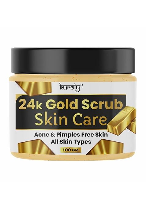 Kuraiy 24K Gold Face Scrub For Acne Pimples Free Skin 100Gm
