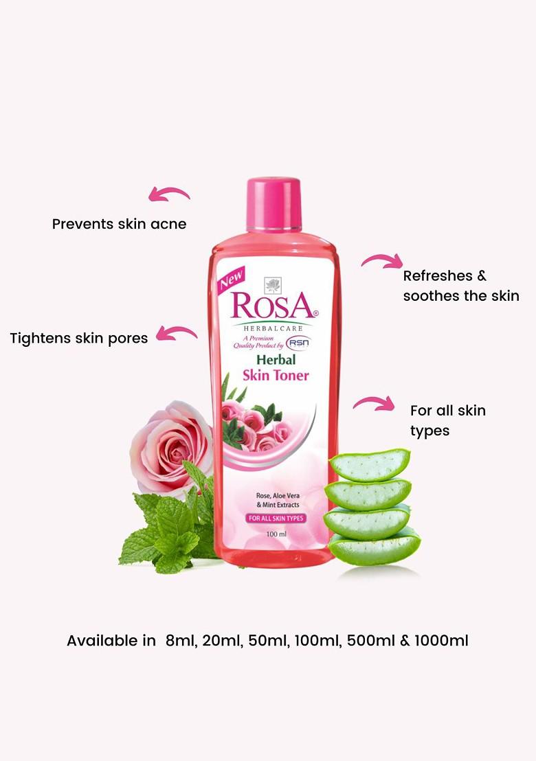 Rosa Pure Rose Aloe Vera Mint Skin Toner For Face Glowing Radiance 1L