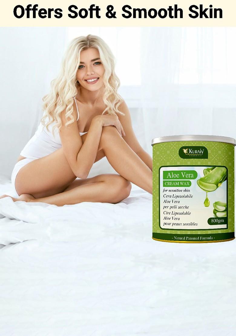 Kuraiy Aloe Vera Cream Wax For Dry Skin Smooth Hair Removal 800G