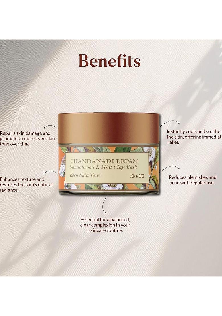 Ohria Ayurveda Chandanadi Lepam Sandalwood Mint Clay Mask For Even Skin Tone 20G