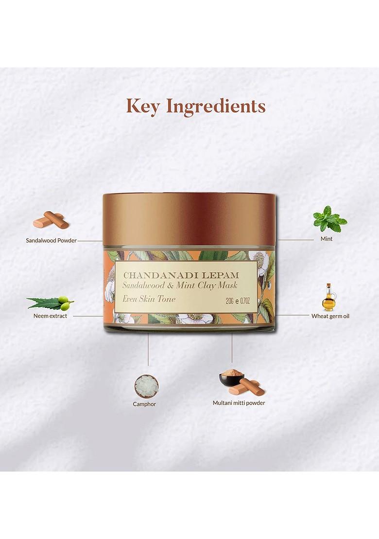 Ohria Ayurveda Chandanadi Lepam Sandalwood Mint Clay Mask For Even Skin Tone 20G