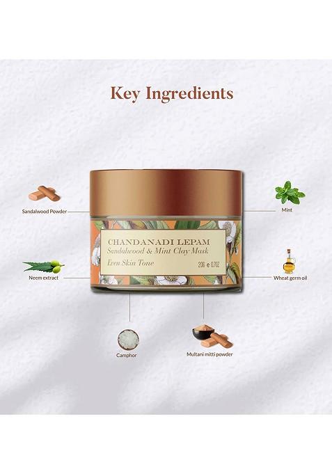 Ohria Ayurveda Chandanadi Lepam Sandalwood Mint Clay Mask For Even Skin Tone 20G