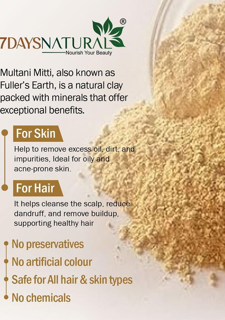 7Daysnatural Natural Pure Herbal Multani Mitti Powder For Face Hair 200G