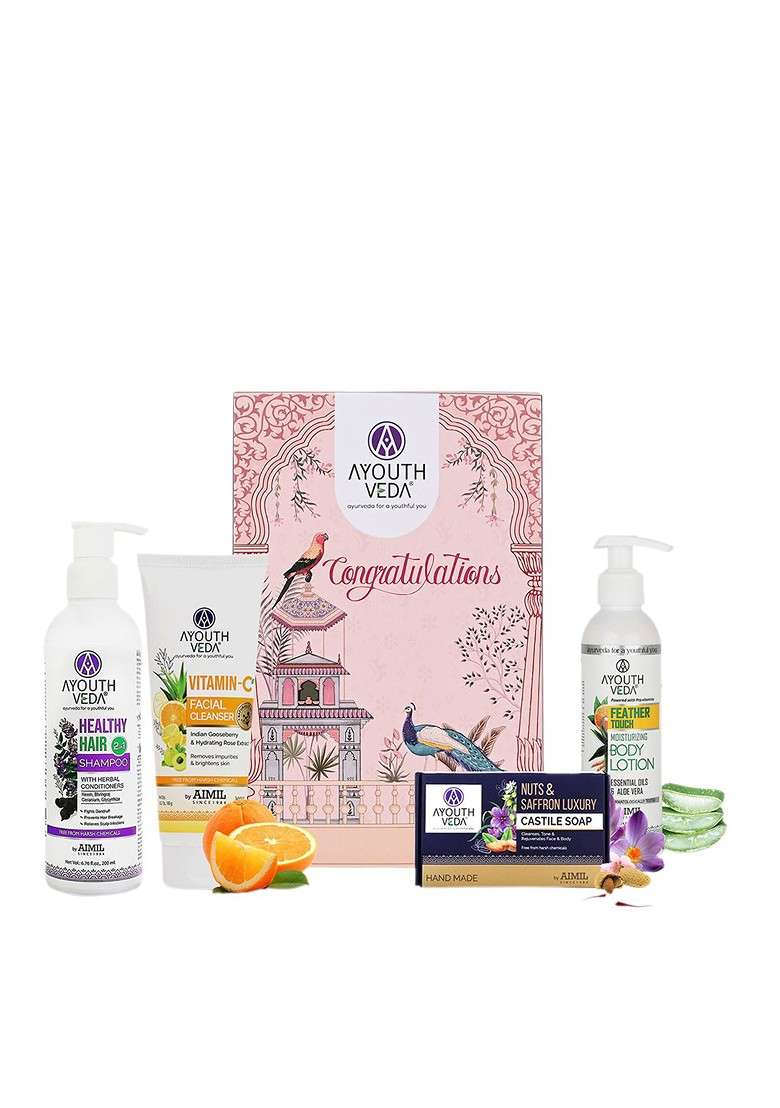Ayouthveda Set Of 4 Congratulations Bath Body Gift - Indya
