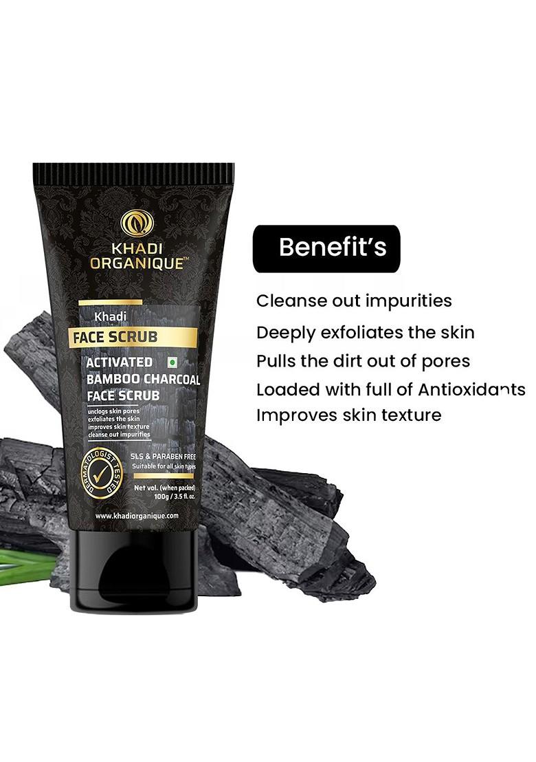 Khadi Organique Activated Bamboo Charcoal Face Scrub 100G