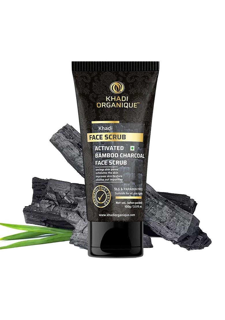 Khadi Organique Activated Bamboo Charcoal Face Scrub 100G