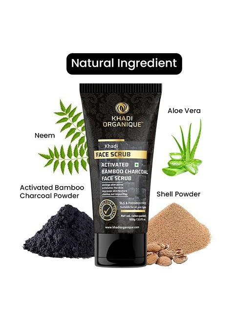 Khadi Organique Activated Bamboo Charcoal Face Scrub 100G
