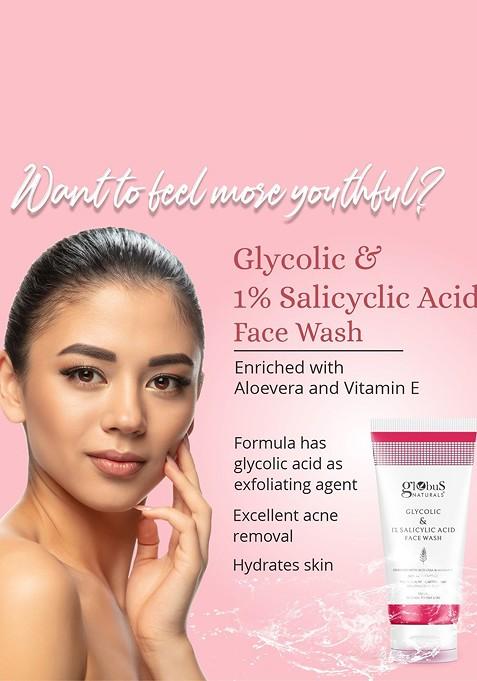 Globus Naturals Set Of Glycolic Salicylic Acid Face Wash Peel Off Mask
