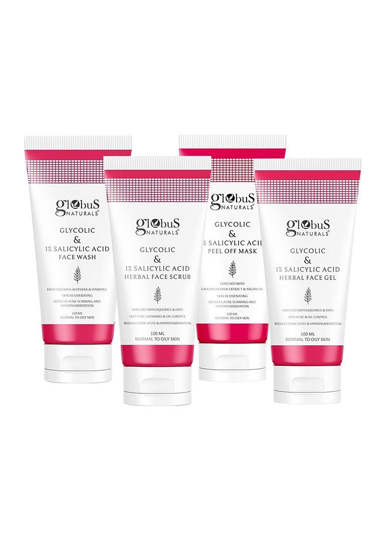 Globus Naturals Glycolic Salicylic Acid Skin Care Combo For Normal Oily