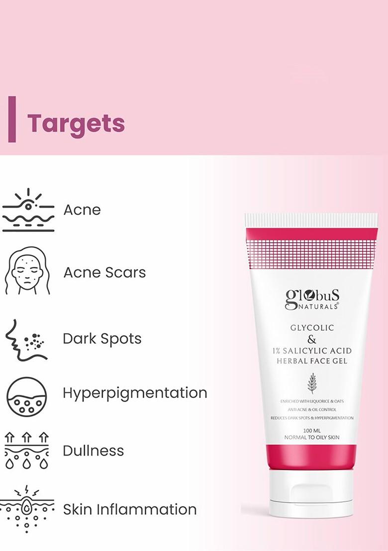 Globus Naturals Glycolic Salicylic Acid Skin Care Combo For Normal Oily