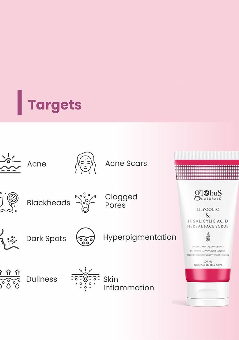 Globus Naturals Glycolic Salicylic Acid Skin Care Combo For Normal Oily