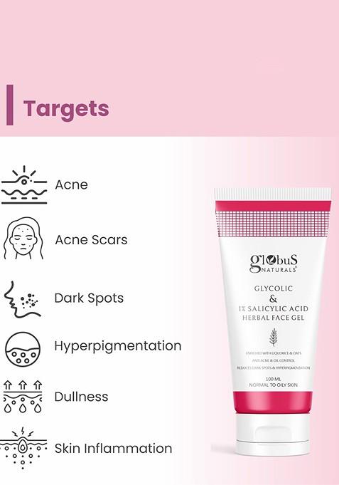 Globus Naturals Glycolic Salicylic Acid Skin Care Combo For Normal Oily