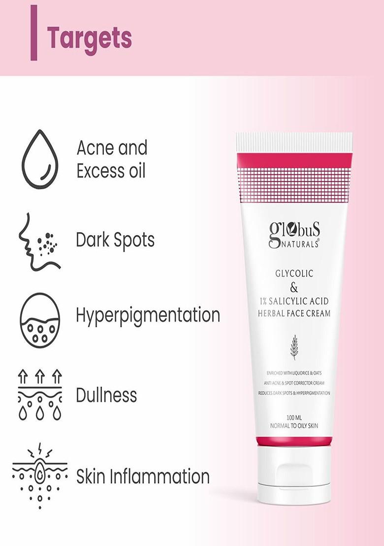 Globus Naturals Glycolic Salicylic Acid Skin Care Combo For Normal Oily