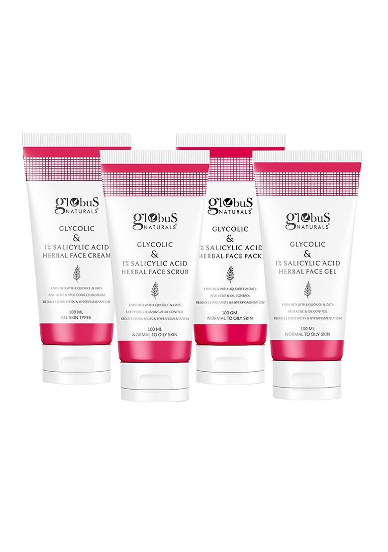 Globus Naturals Glycolic Salicylic Acid Skin Care Combo For Normal Oily