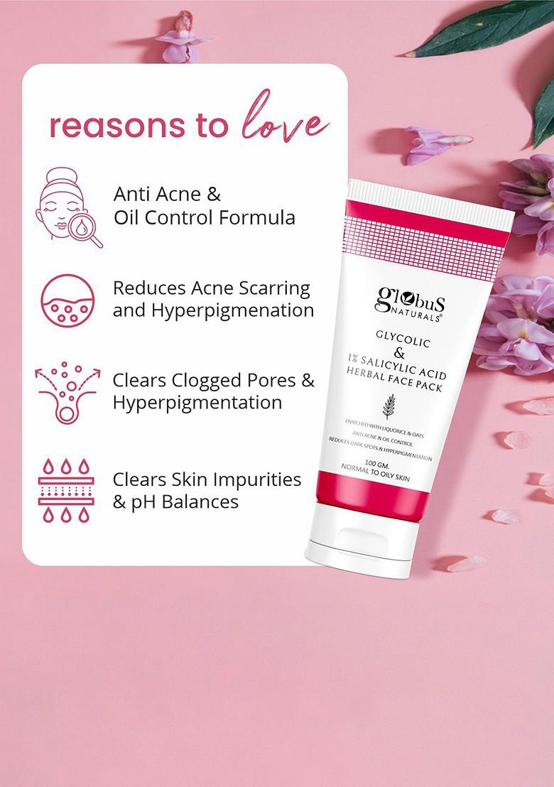 Globus Naturals Glycolic Salicylic Acid Skin Care Combo For Normal Oily