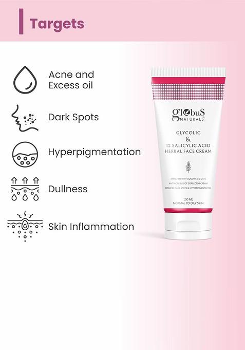 Globus Naturals Glycolic Salicylic Acid Skin Care Combo For Normal Oily